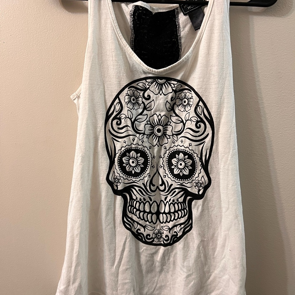 White Skull Graphic Tank Top